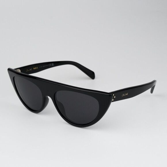 NEW Celine CL40228I 01A Shiny Black Smoke Grey Geometric Women Sunglasses main image 6